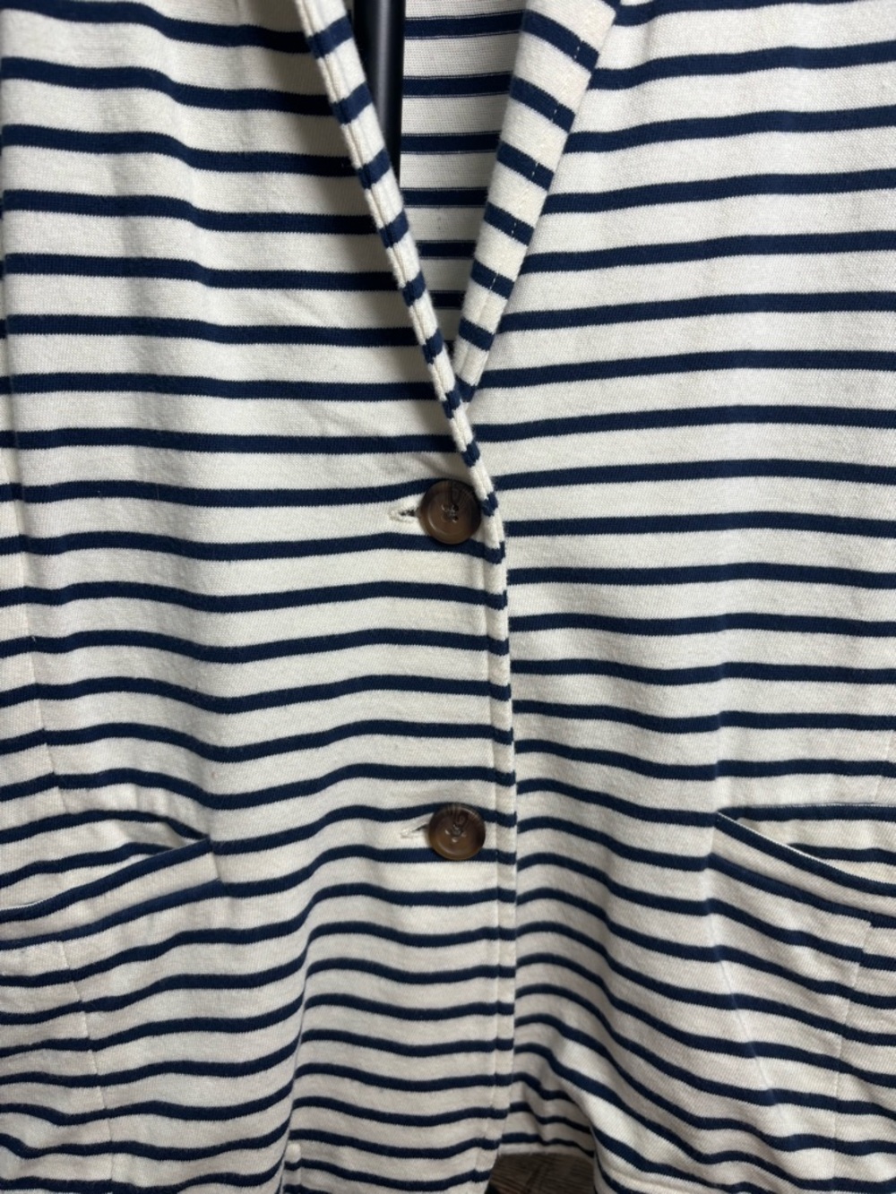 J. Crew Women’s L 100% Cotton Striped Navy & Off White Summer Blazer - Picture 5 of 8